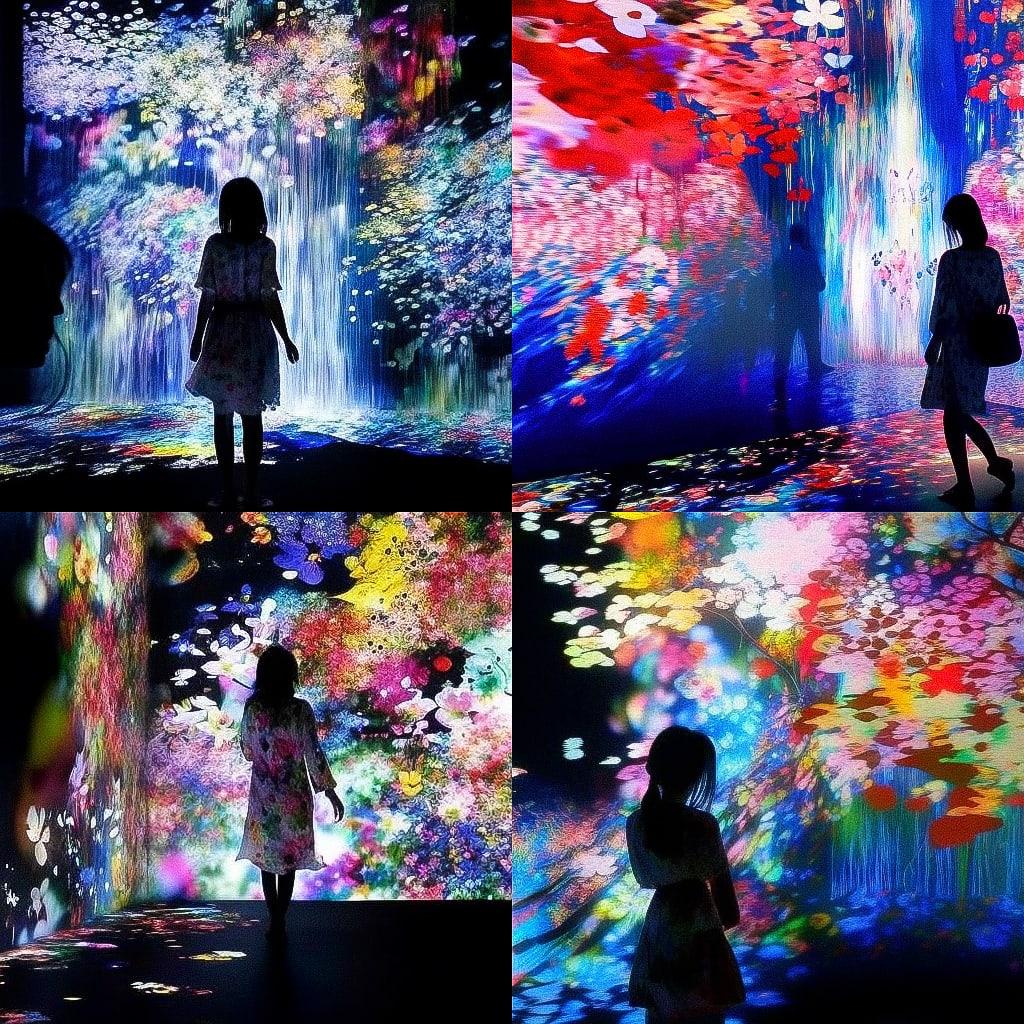 teamLab style, Midjourney V4, render 1 of 4