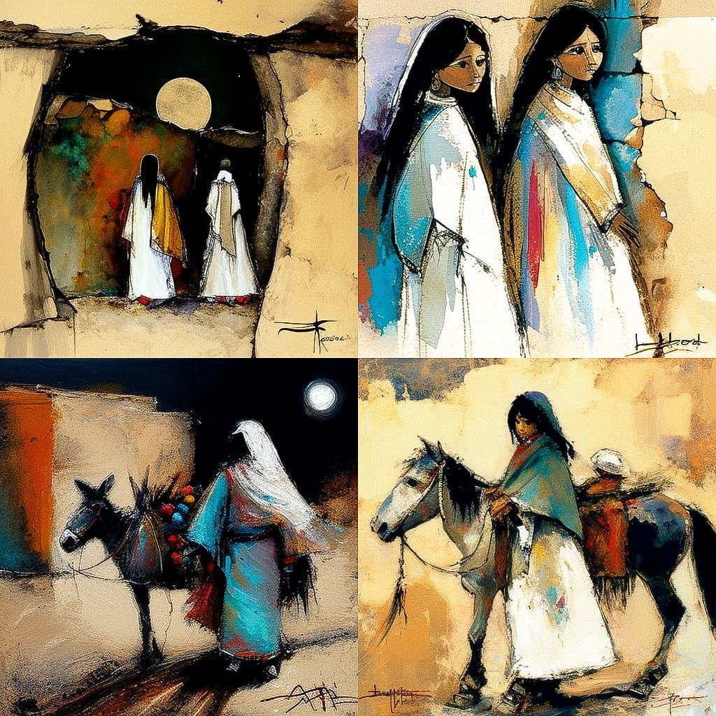 Ted DeGrazia style, Midjourney V4, render 1 of 4