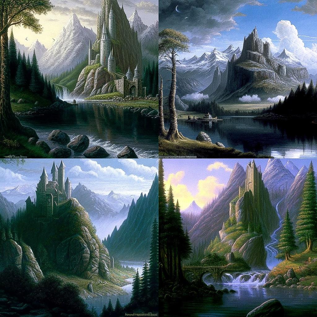 Ted Nasmith style, Midjourney V4, render 1 of 4