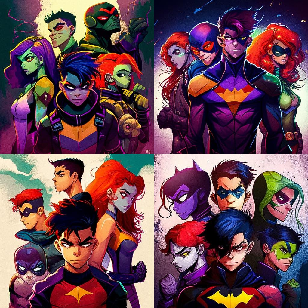 Teen Titans style, Midjourney V4, render 1 of 4