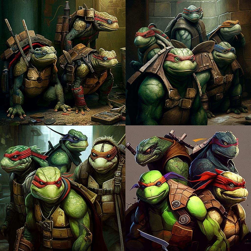 Teenage Mutant Ninja Turtles style, Midjourney V4, render 1 of 4