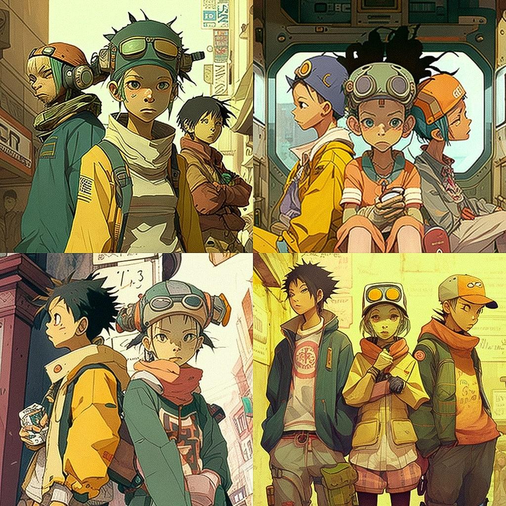Tekkonkinkreet style, Midjourney V4, render 1 of 4