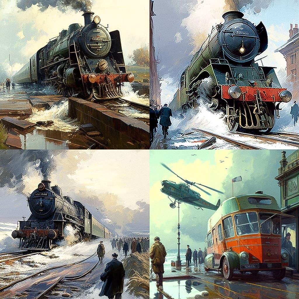 Terence Cuneo style, Midjourney V4, render 1 of 4