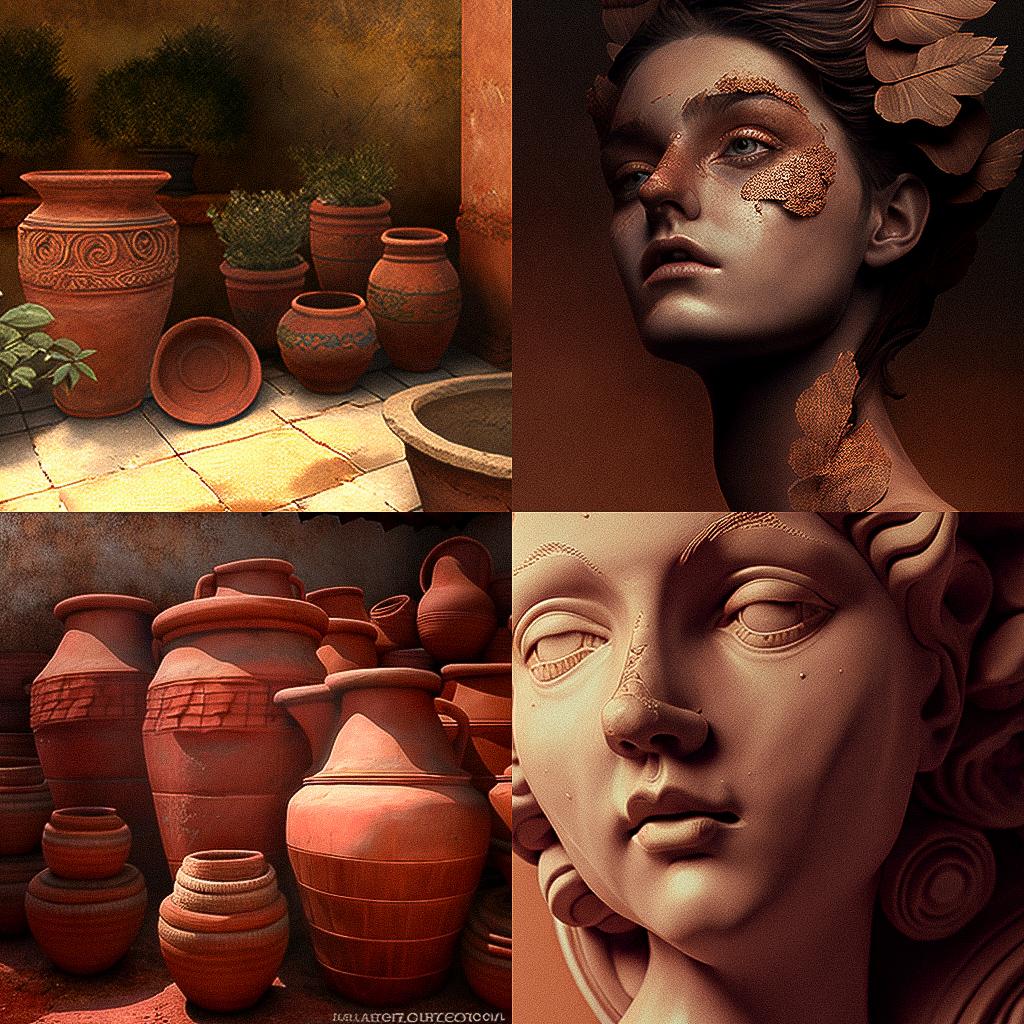 Terracotta style, Midjourney V4, render 1 of 4