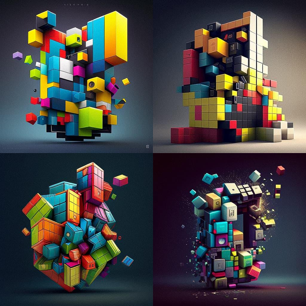 Tetris style, Midjourney V4, render 1 of 4