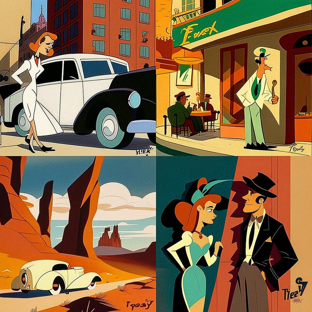 Tex Avery style, Midjourney V4, render 1 of 4