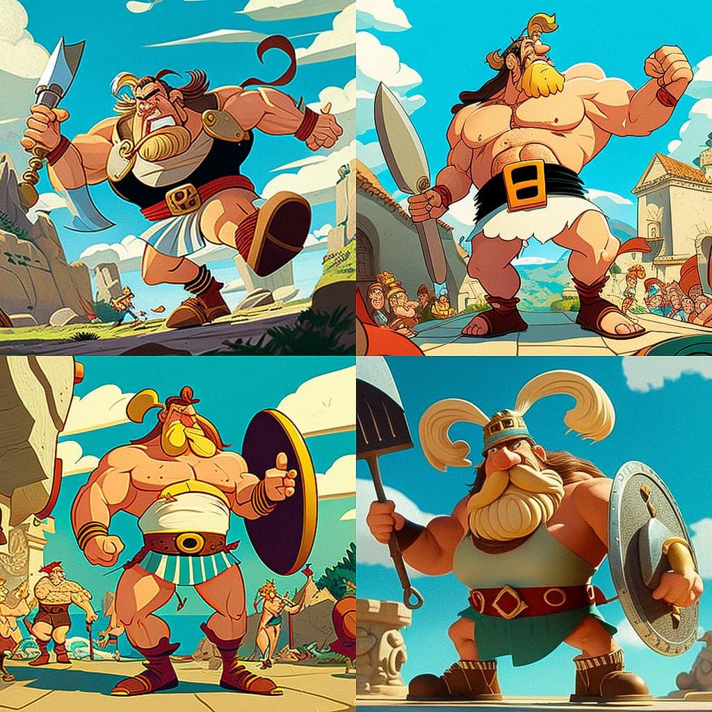The Adventures of Asterix style, Midjourney V4, render 1 of 4