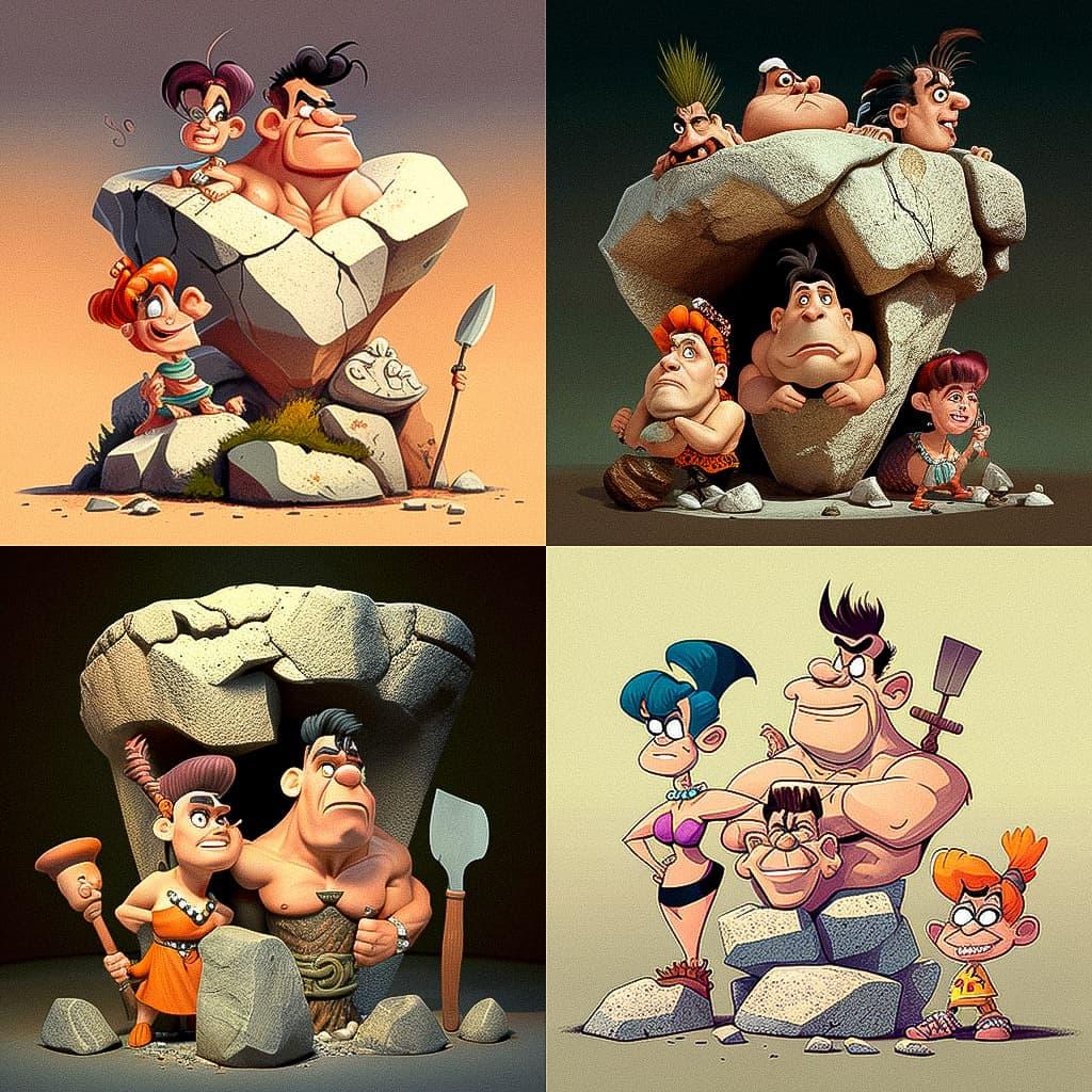 The Flintstones style, Midjourney V4, render 1 of 4