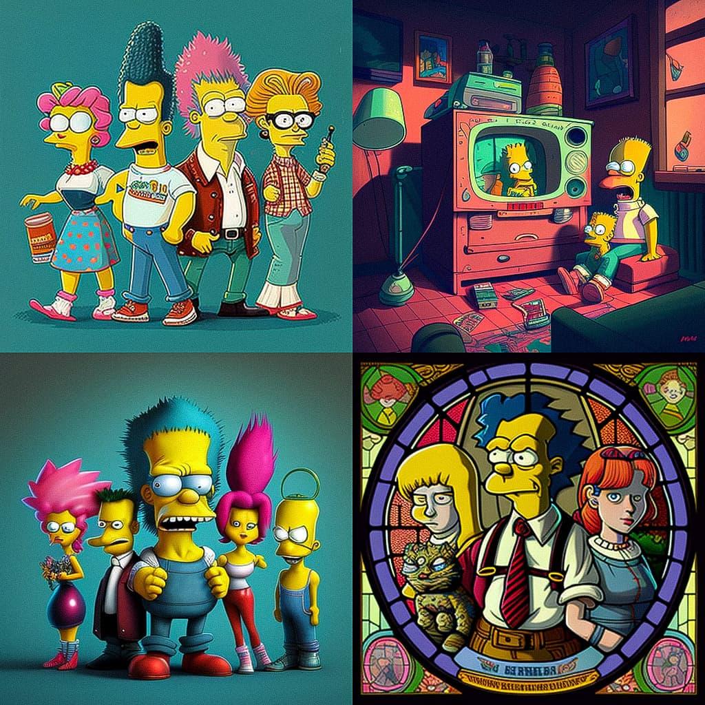 The Simpsons style, Midjourney V4, render 1 of 4