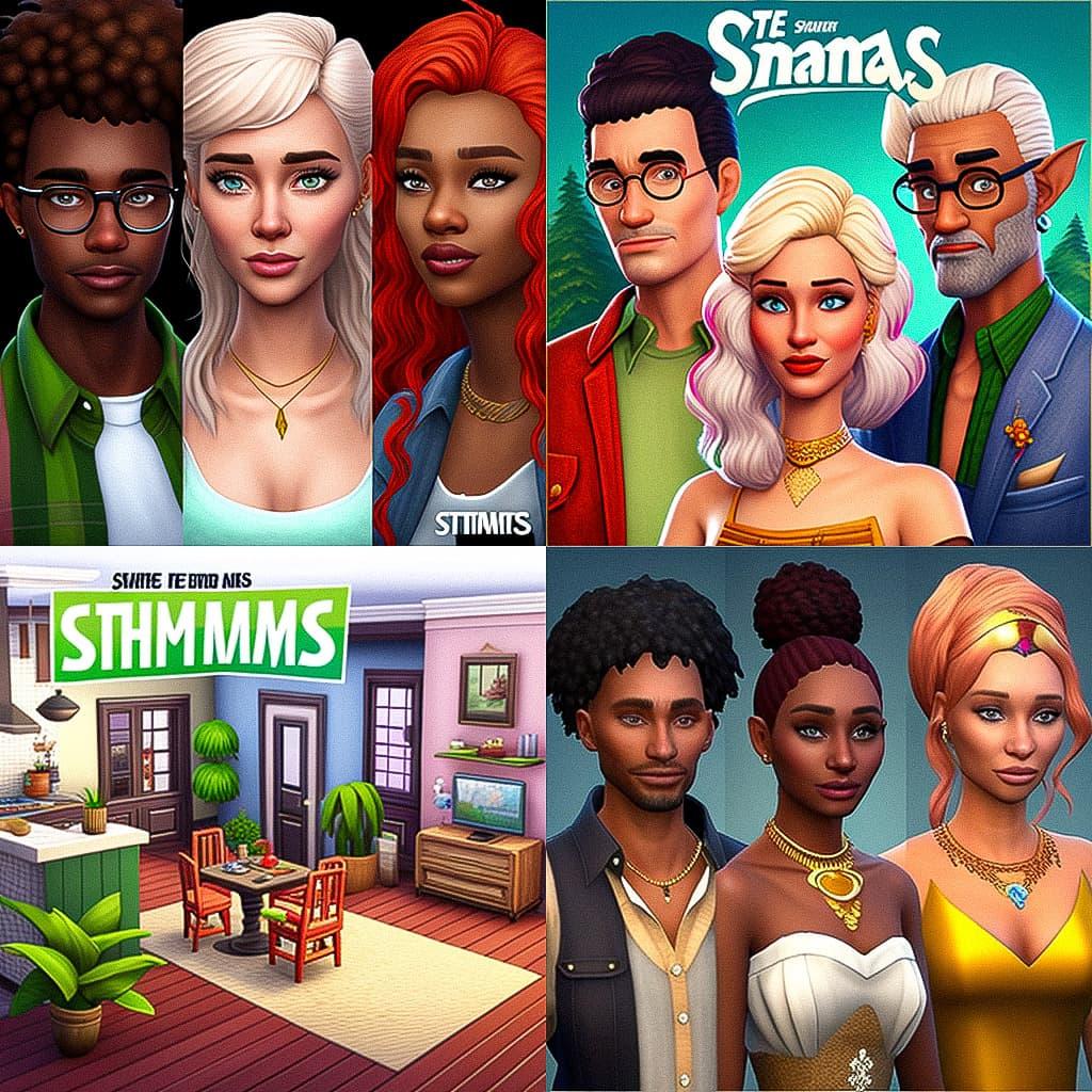 The Sims style, Midjourney V4, render 1 of 4