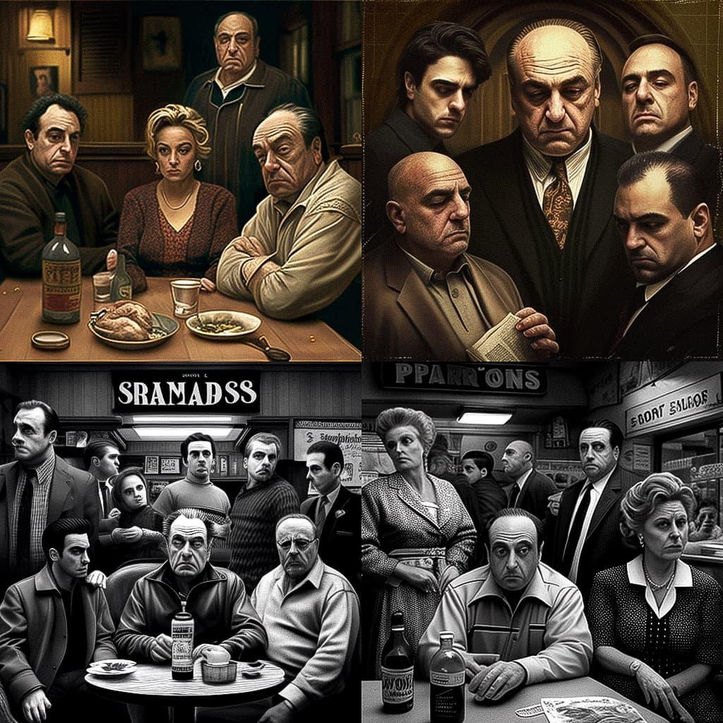 The Sopranos style, Midjourney V4, render 1 of 4
