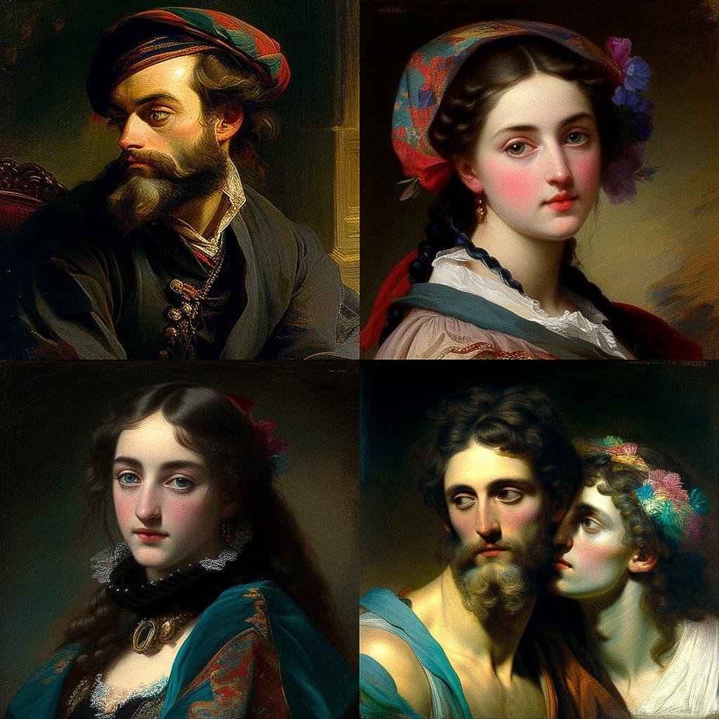 Theodore Chasseriau style, Midjourney V4, render 1 of 4