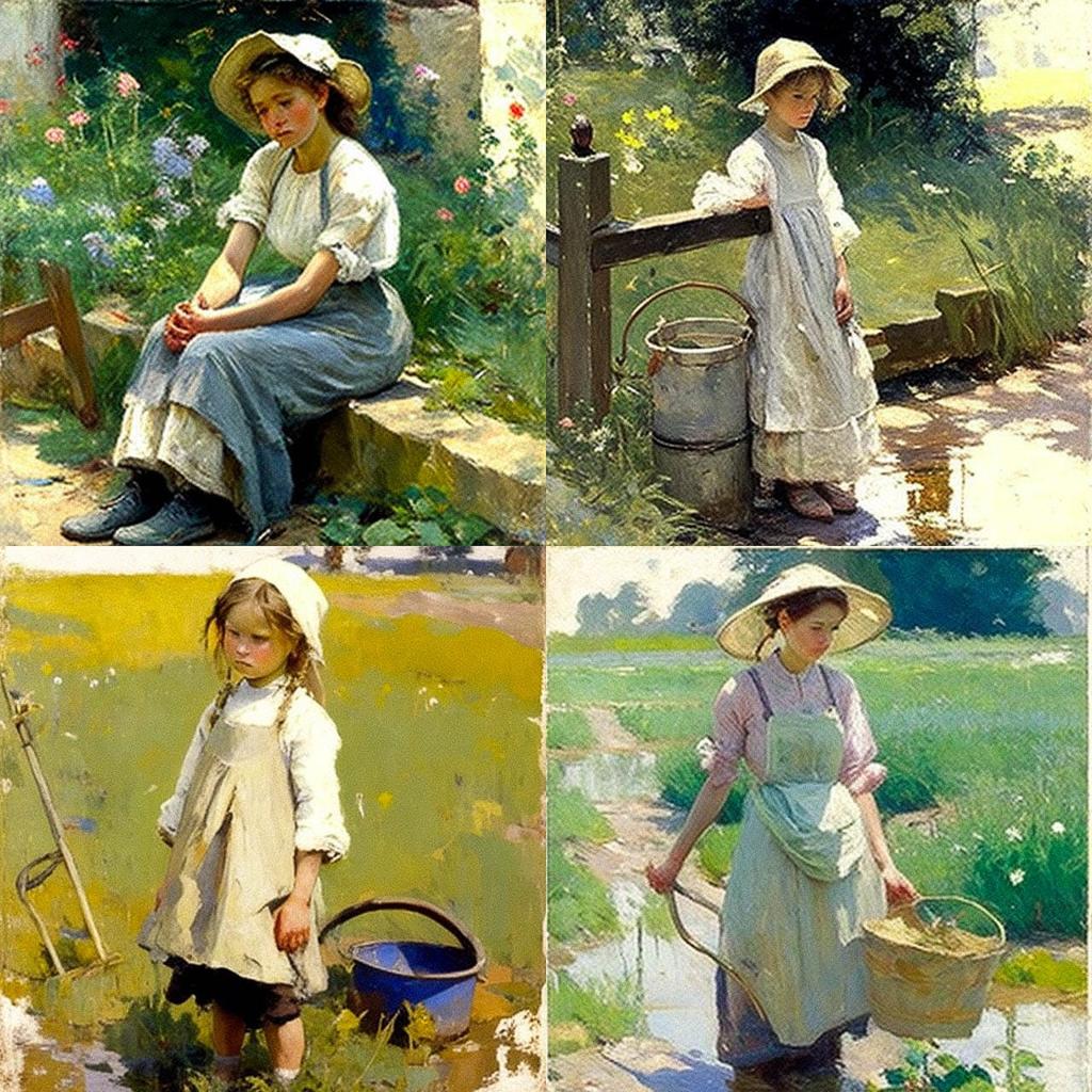 Theodore Robinson style, Midjourney V4, render 1 of 4