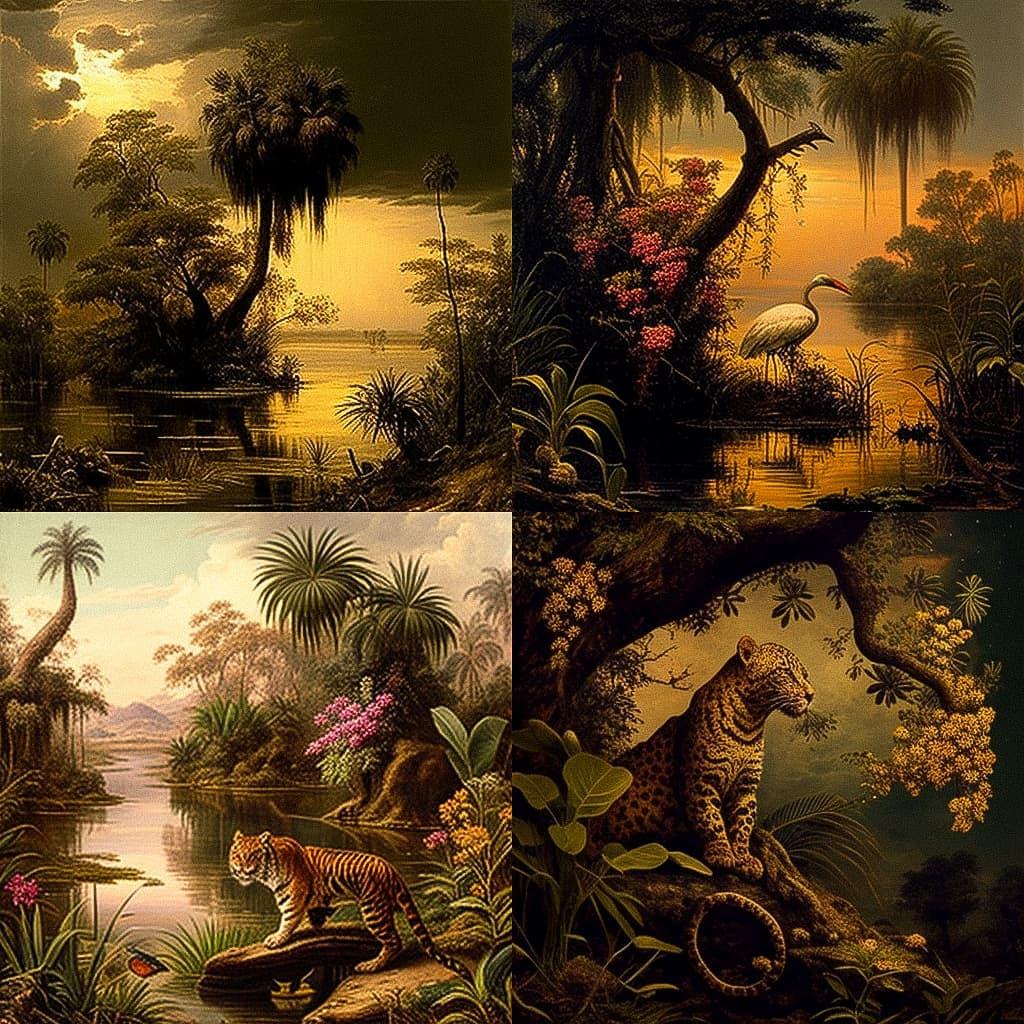 Theodore Rousseau style, Midjourney V4, render 1 of 4