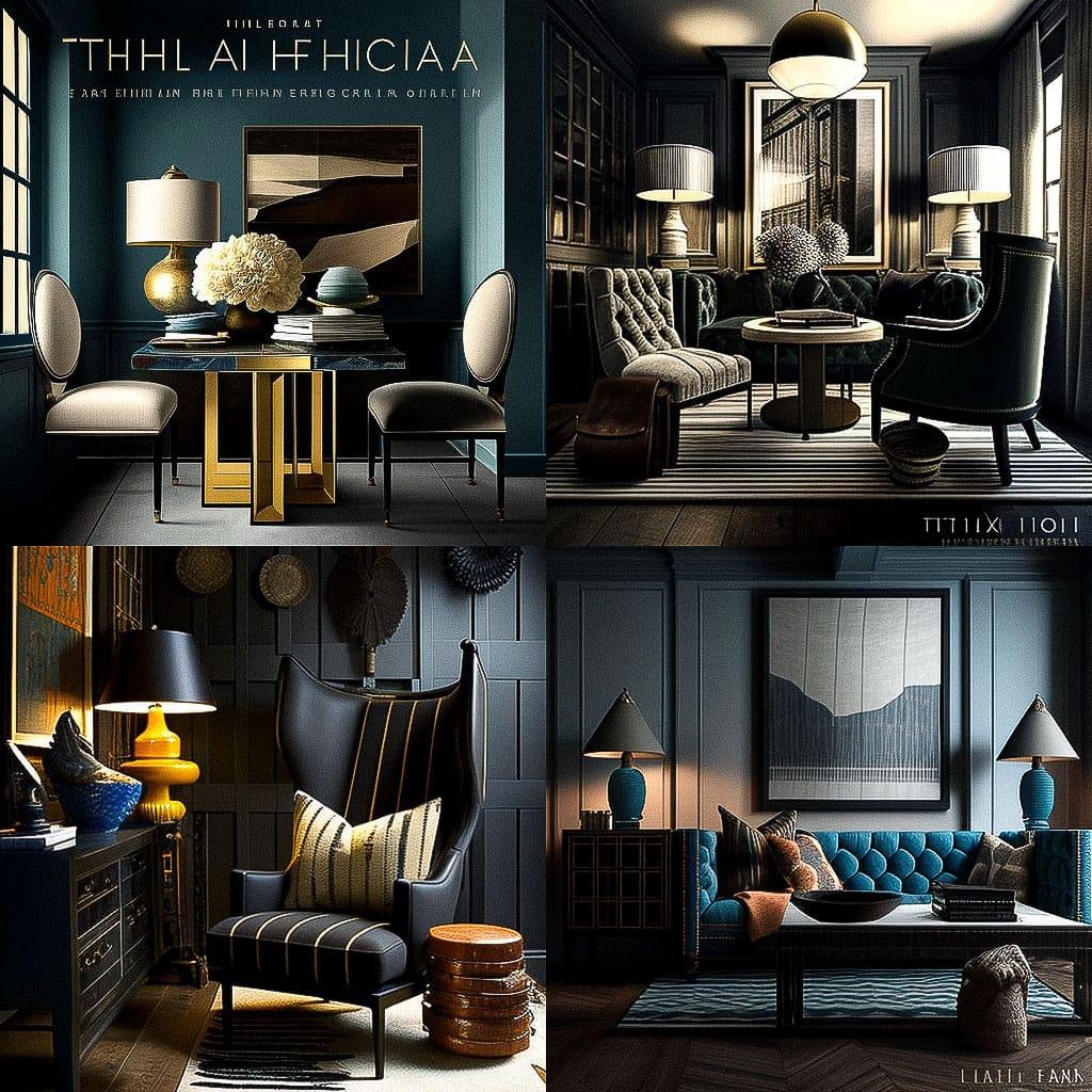 Thom Filicia style, Midjourney V4, render 1 of 4