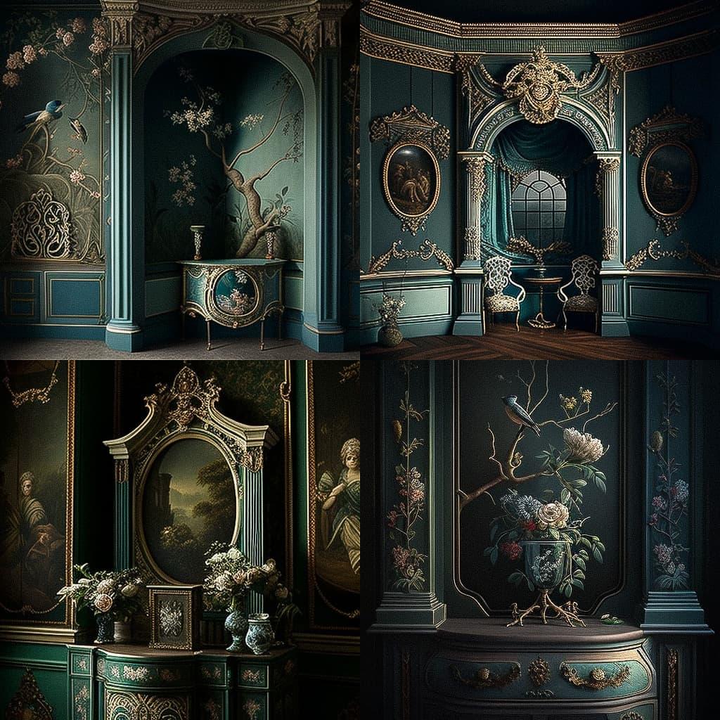 Thomas Chippendale style, Midjourney V4, render 1 of 4