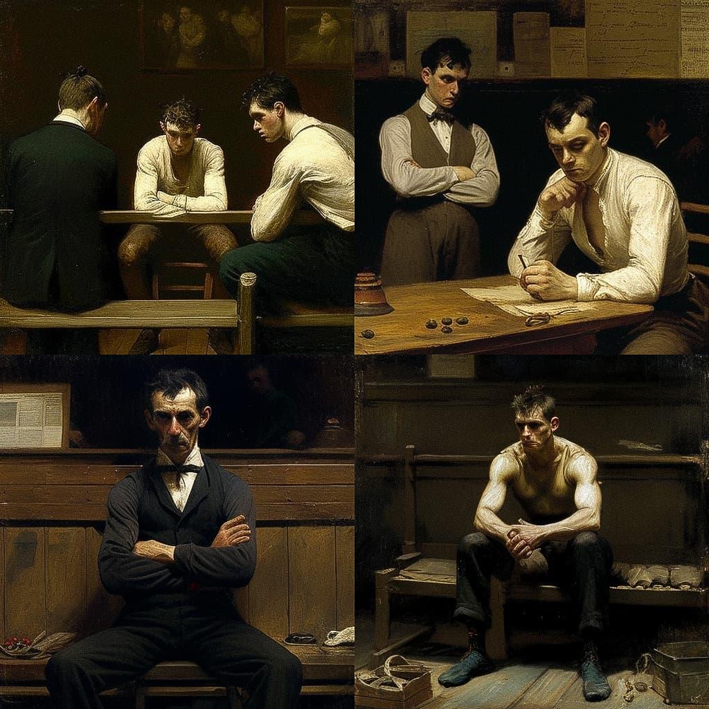 Thomas Eakins style, Midjourney V4, render 1 of 4