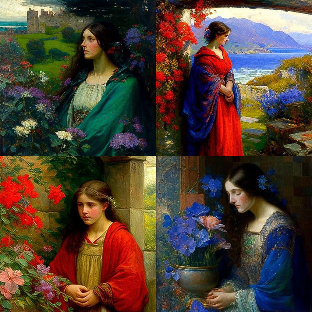 Thomas Edwin Mostyn style, Midjourney V4, render 1 of 4