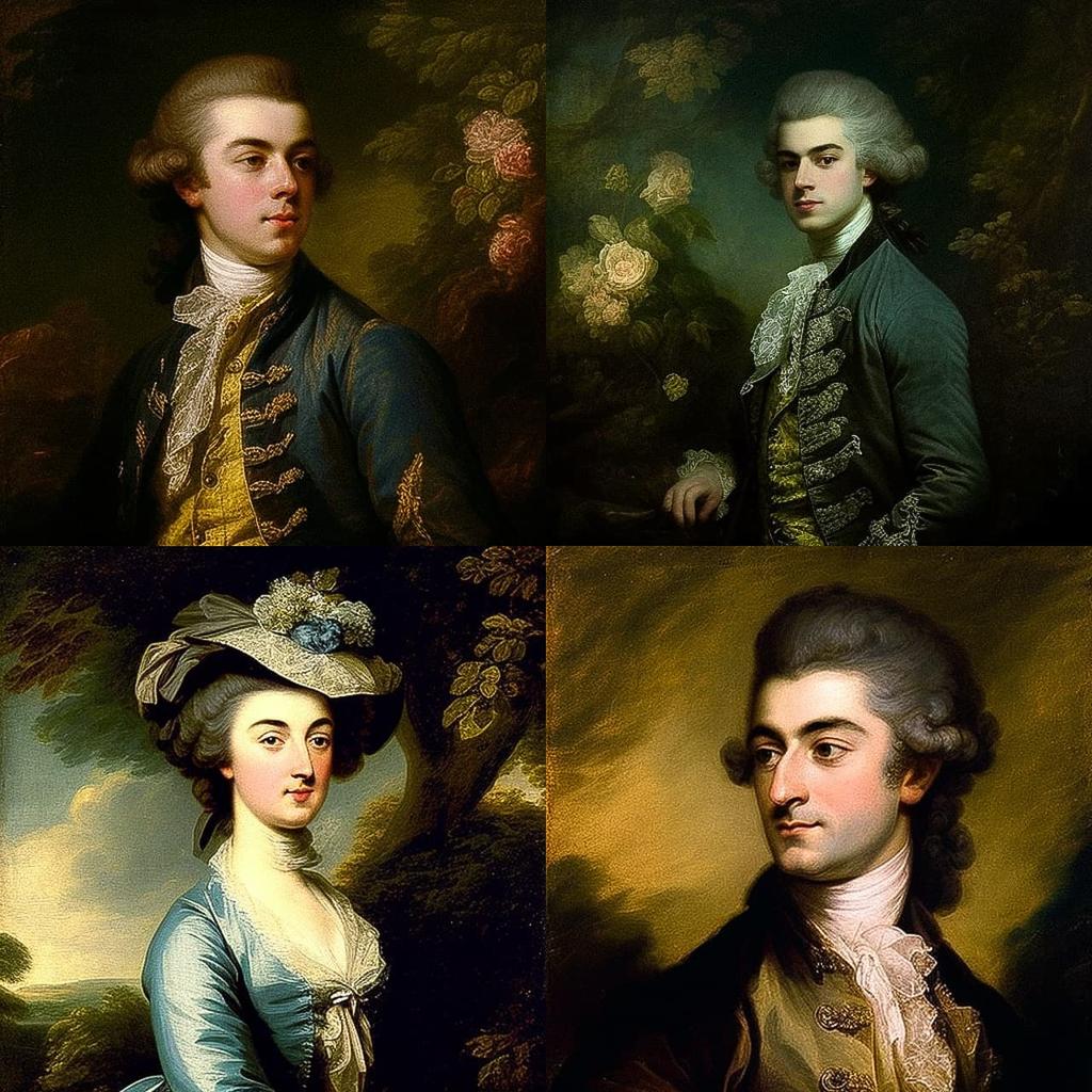 Thomas Gainsborough style, Midjourney V4, render 1 of 4