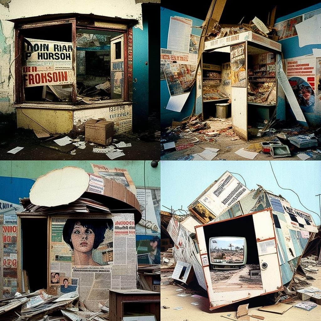 Thomas Hirschhorn style, Midjourney V4, render 1 of 4