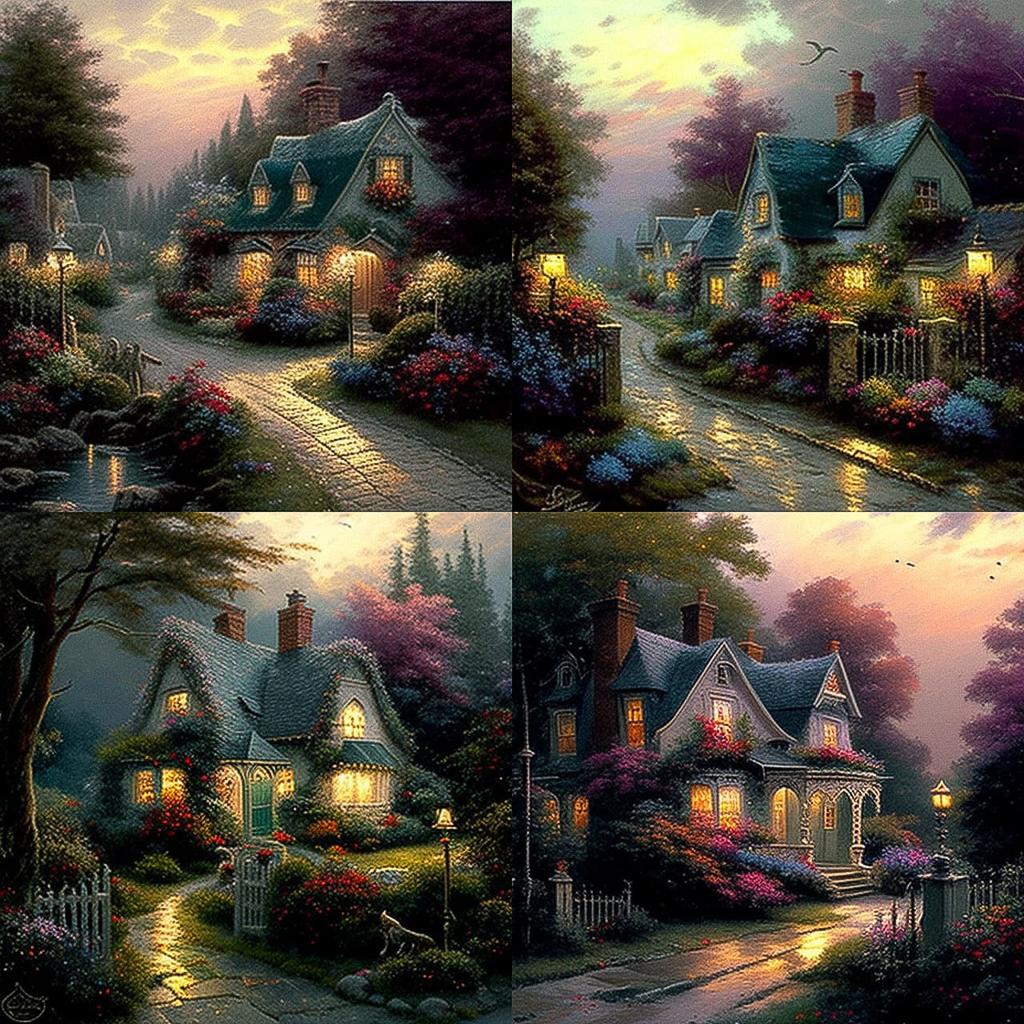 Thomas Kinkade style, Midjourney V4, render 1 of 4