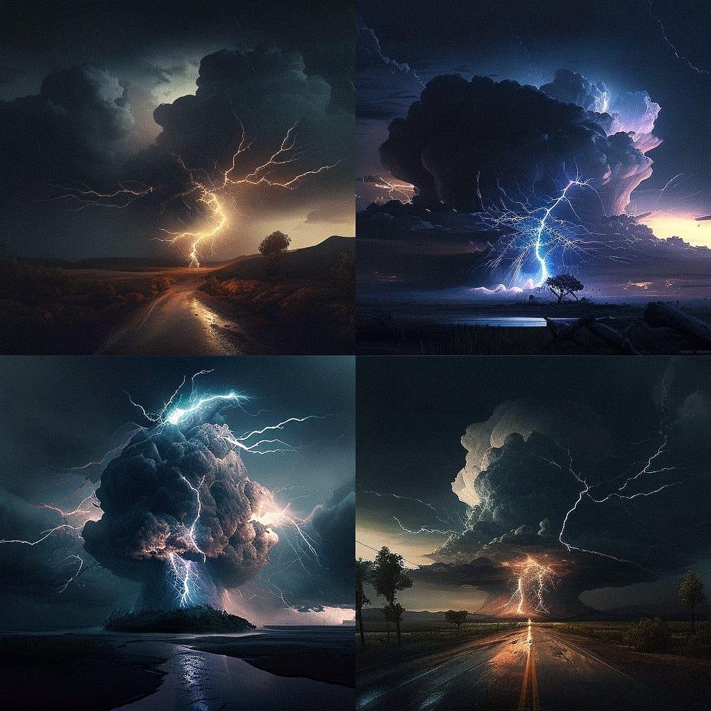 Thunderstorm style, Midjourney V4, render 1 of 4