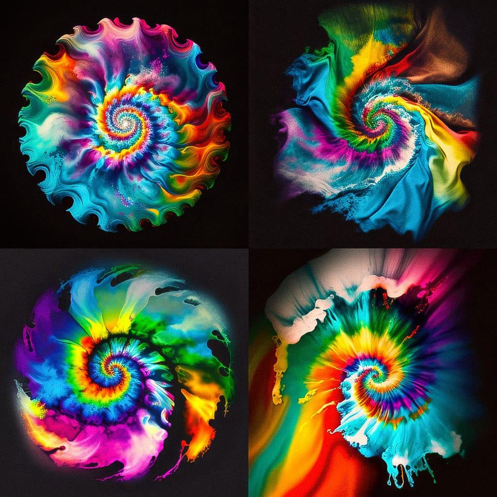 Tie-dye style, Midjourney V4, render 1 of 4