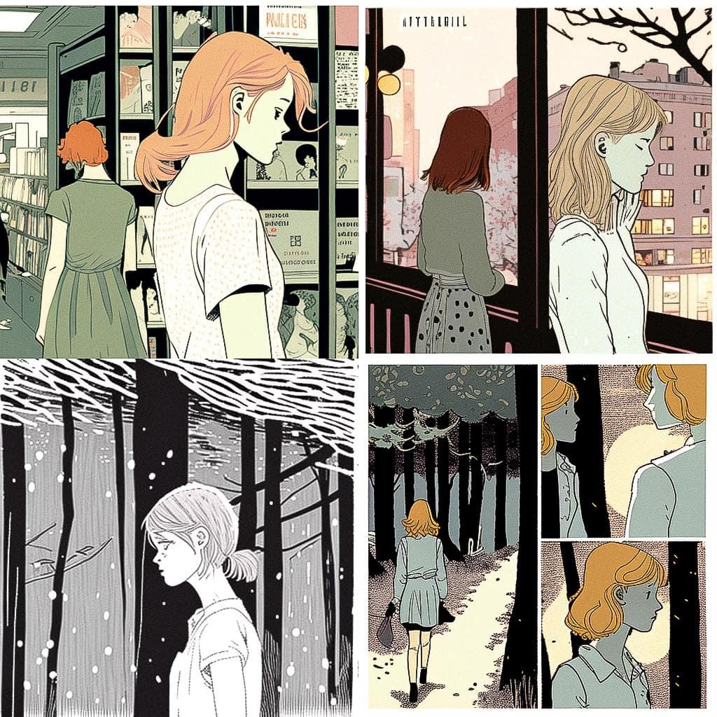 Tillie Walden style, Midjourney V4, render 1 of 4