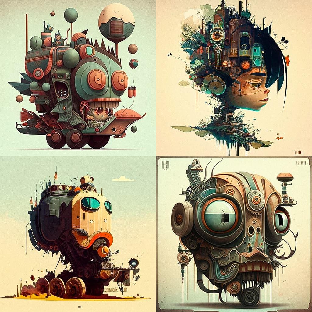 Tim Biskup style, Midjourney V4, render 1 of 4