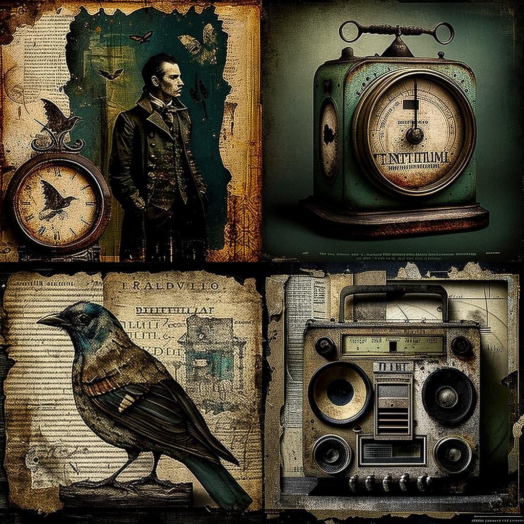 Tim Holtz style, Midjourney V4, render 1 of 4