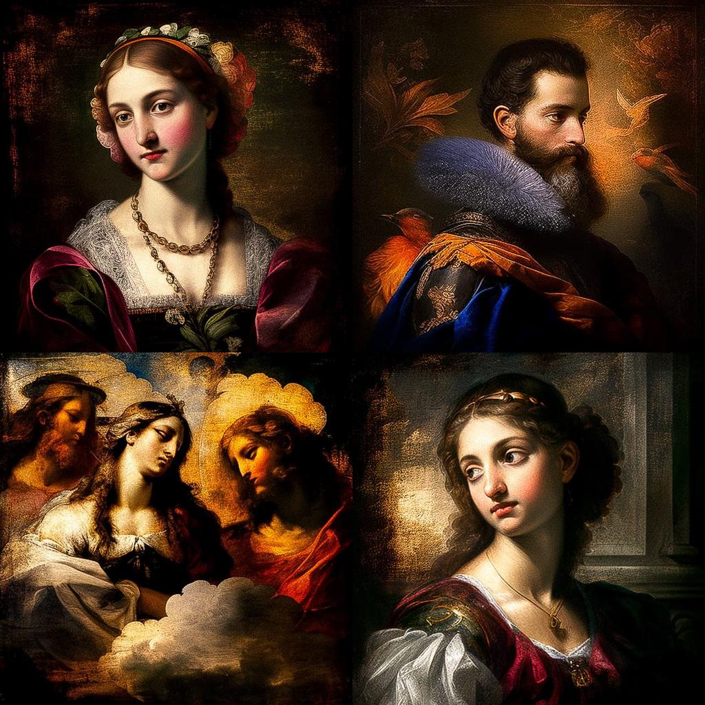 Titian style, Midjourney V4, render 1 of 4