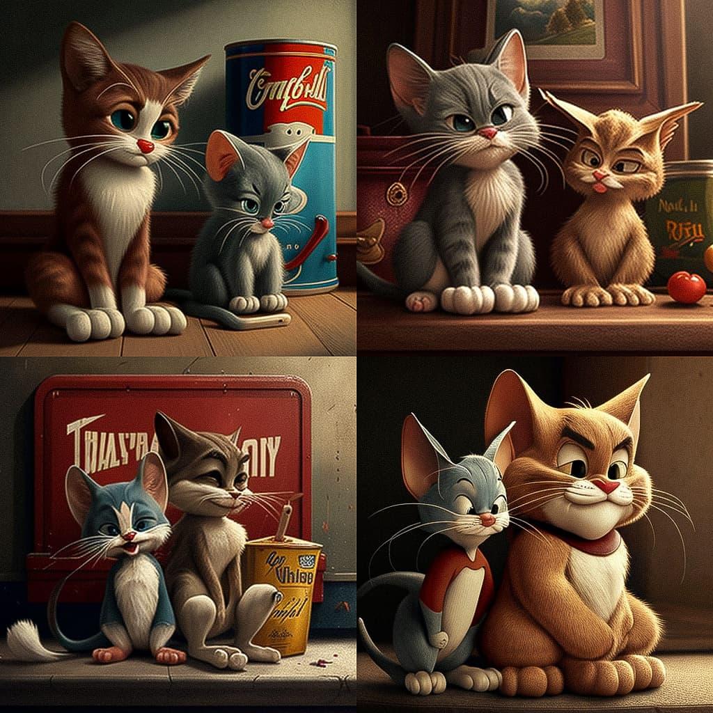 Tom and Jerry style, Midjourney V4, render 1 of 4