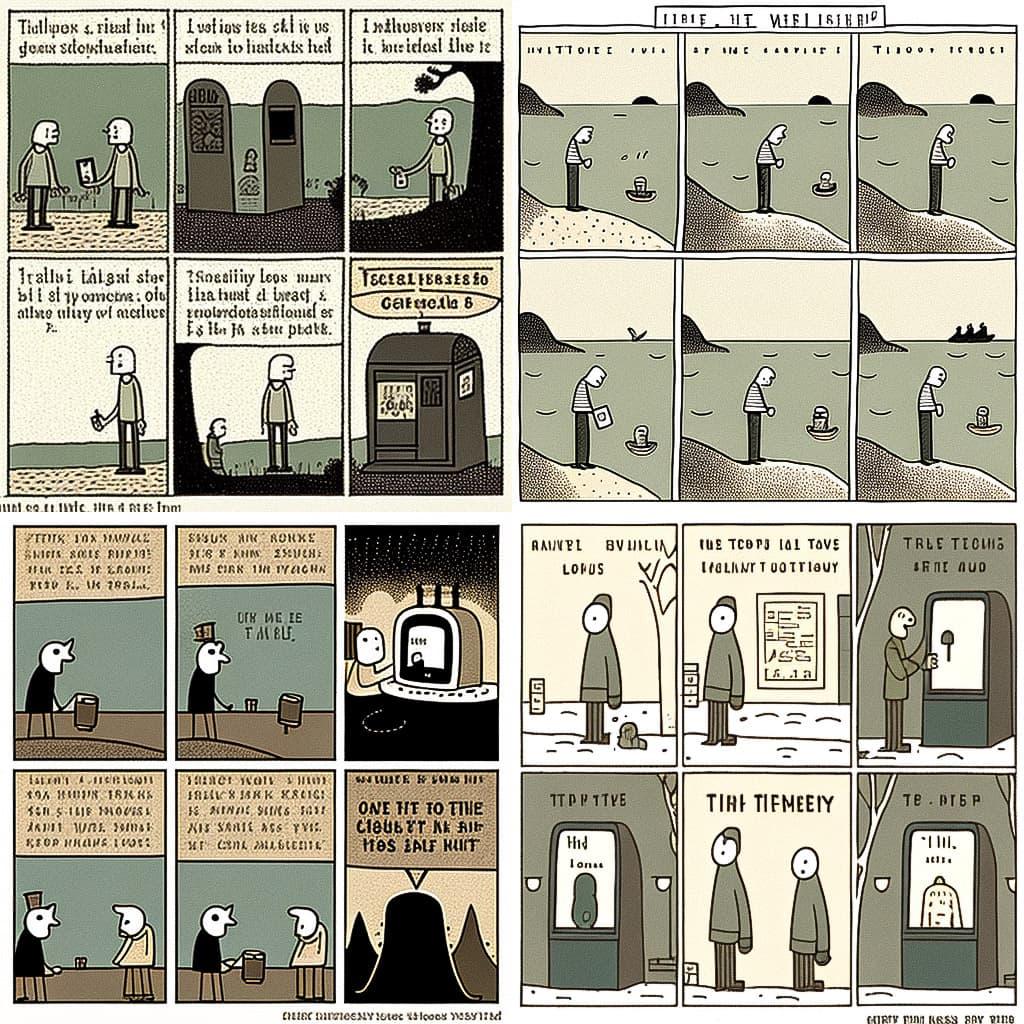 Tom Gauld style, Midjourney V4, render 1 of 4