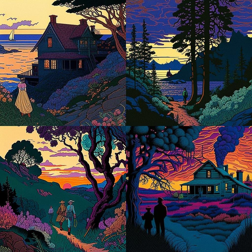 Tom Killion style, Midjourney V4, render 1 of 4