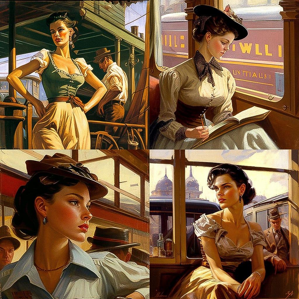 Tom Lovell style, Midjourney V4, render 1 of 4