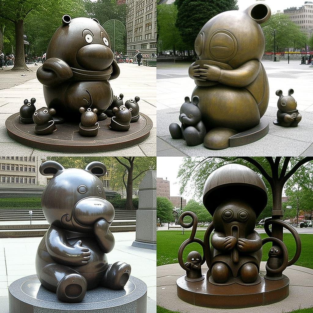 Tom Otterness style, Midjourney V4, render 1 of 4