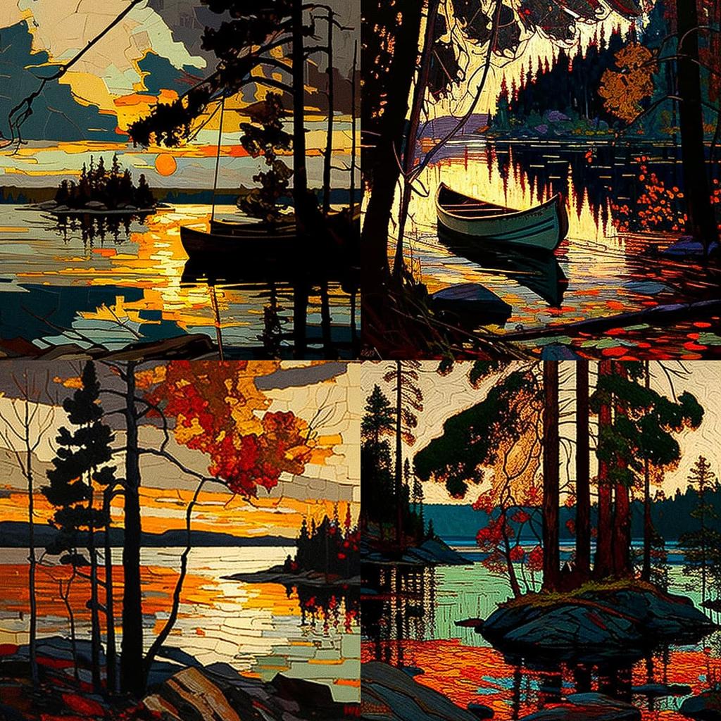 Tom Thomson style, Midjourney V4, render 1 of 4