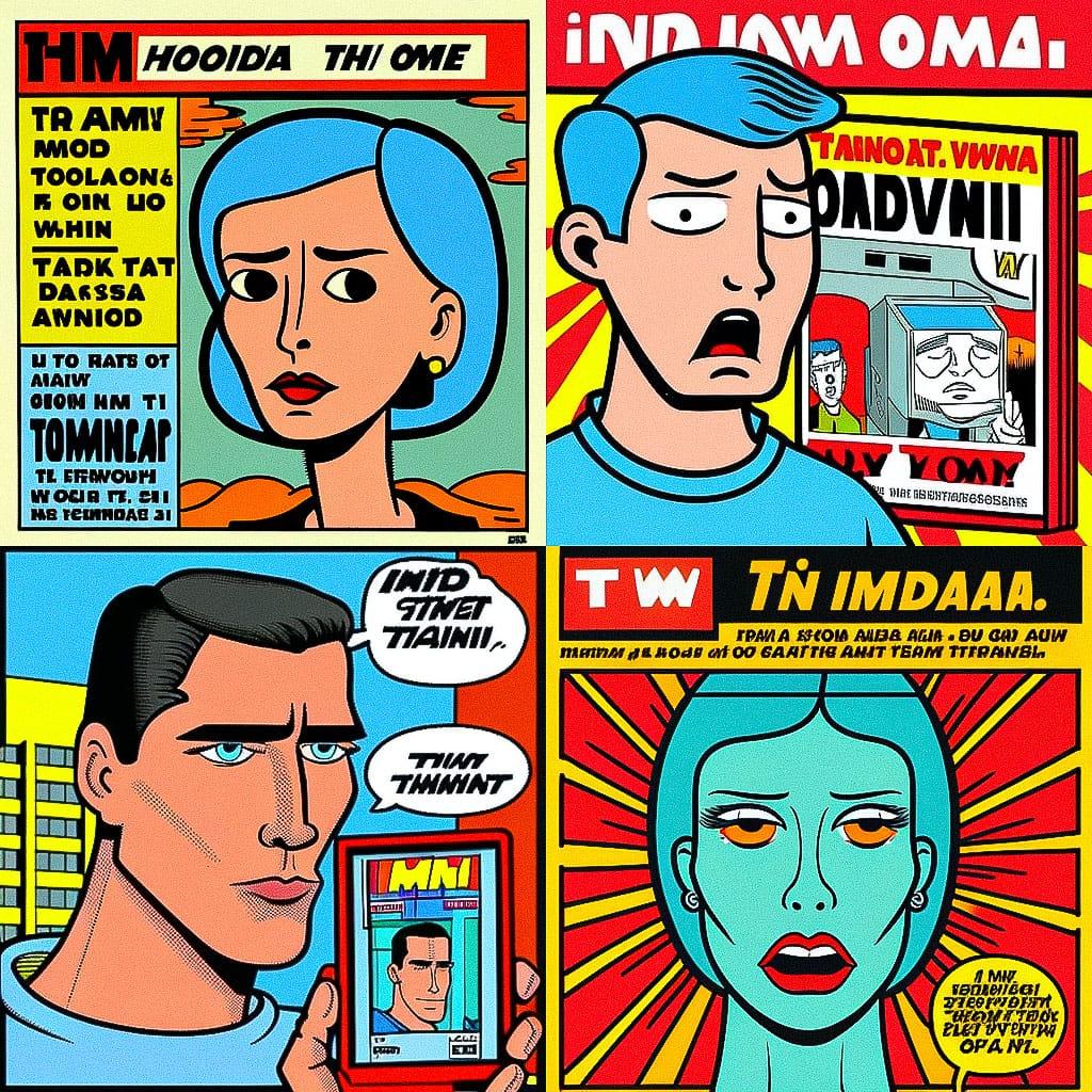 Tom Tomorrow style, Midjourney V4, render 1 of 4