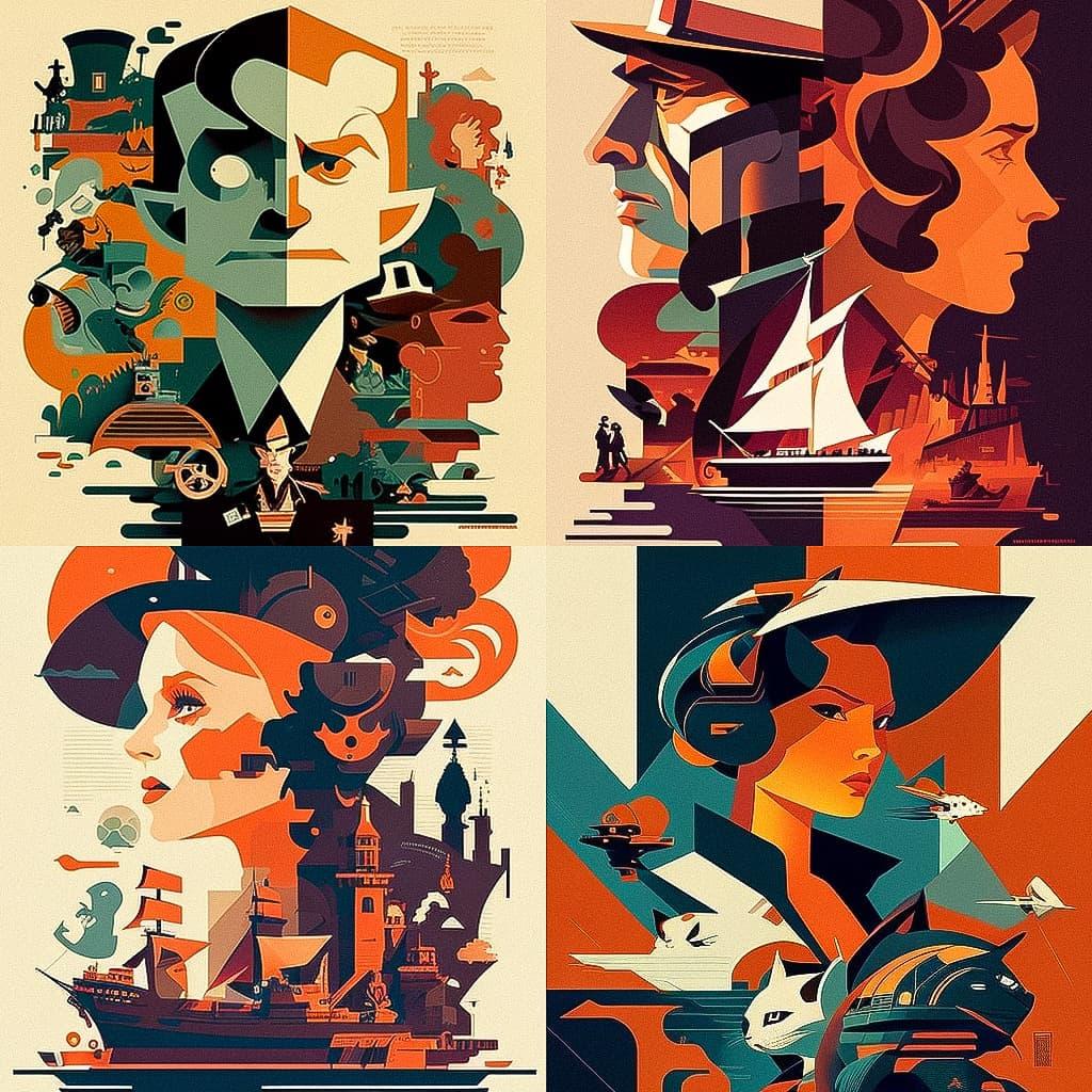 Tom Whalen style, Midjourney V4, render 1 of 4