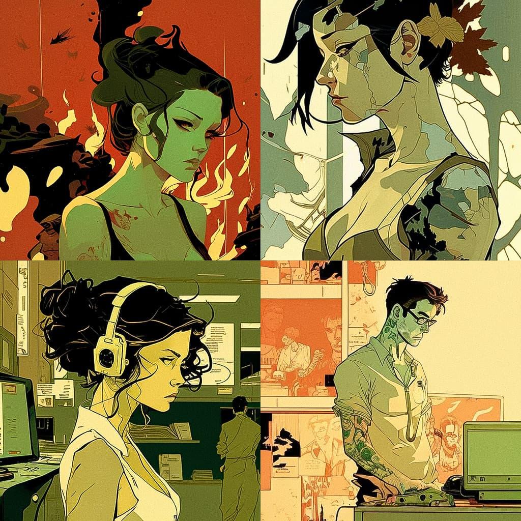 Tomer Hanuka style, Midjourney V4, render 1 of 4
