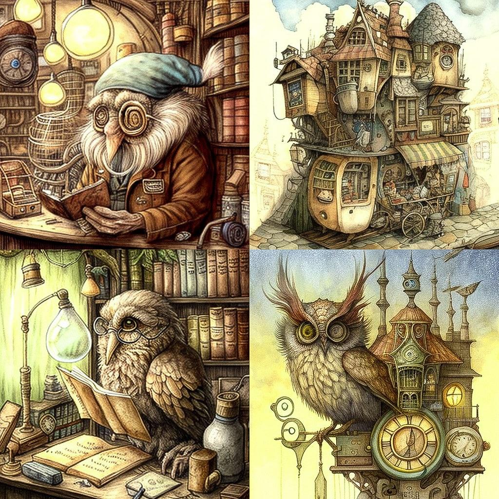 Tony DiTerlizzi style, Midjourney V4, render 1 of 4