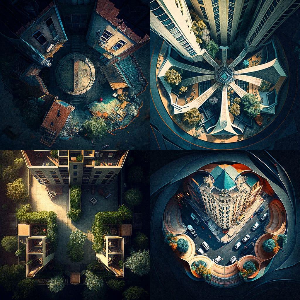 Top view style, Midjourney V4, render 1 of 4