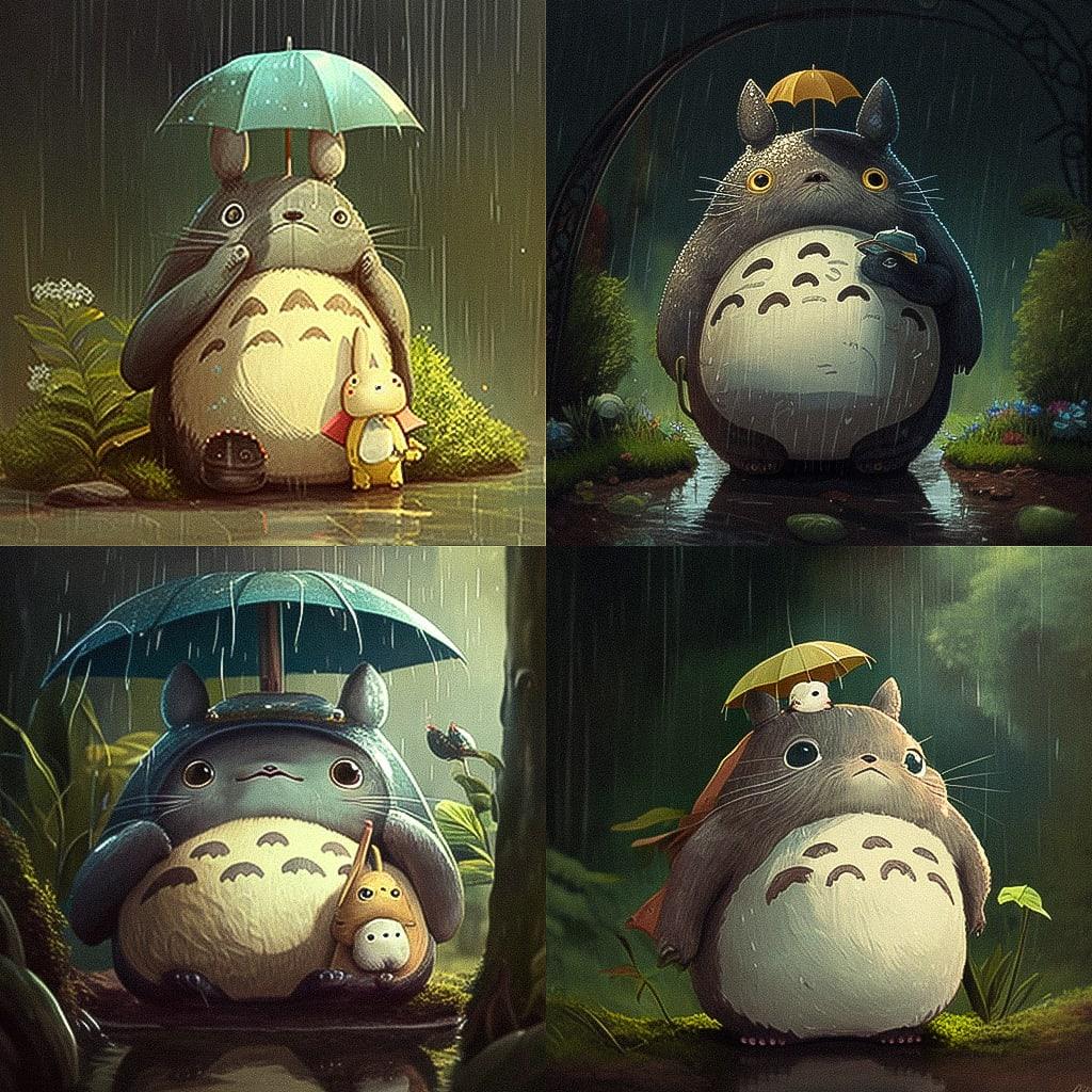 Totoro style, Midjourney V4, render 1 of 4