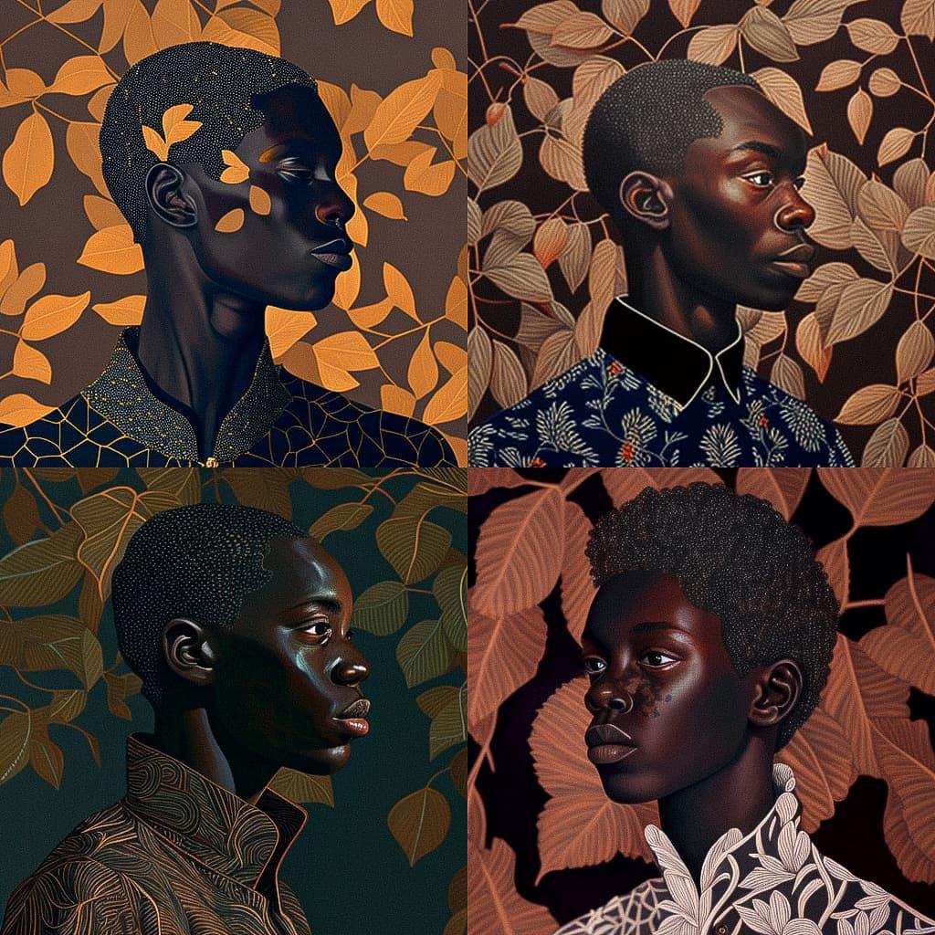 Toyin Ojih Odutola style, Midjourney V4, render 1 of 4