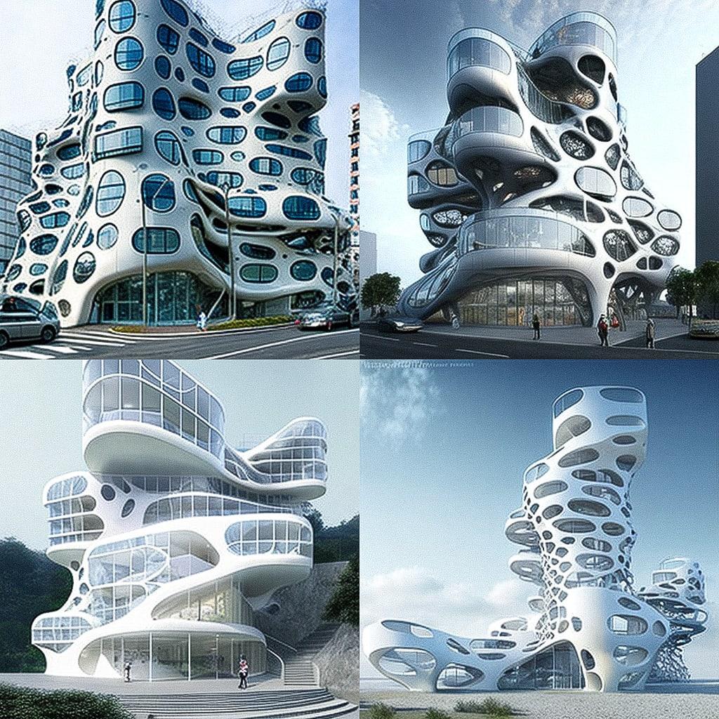 Toyo Ito style, Midjourney V4, render 1 of 4