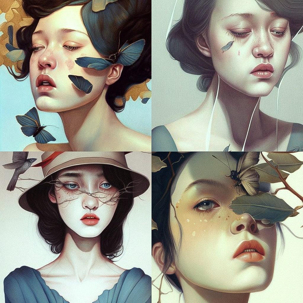Tran Nguyen style, Midjourney V4, render 1 of 4