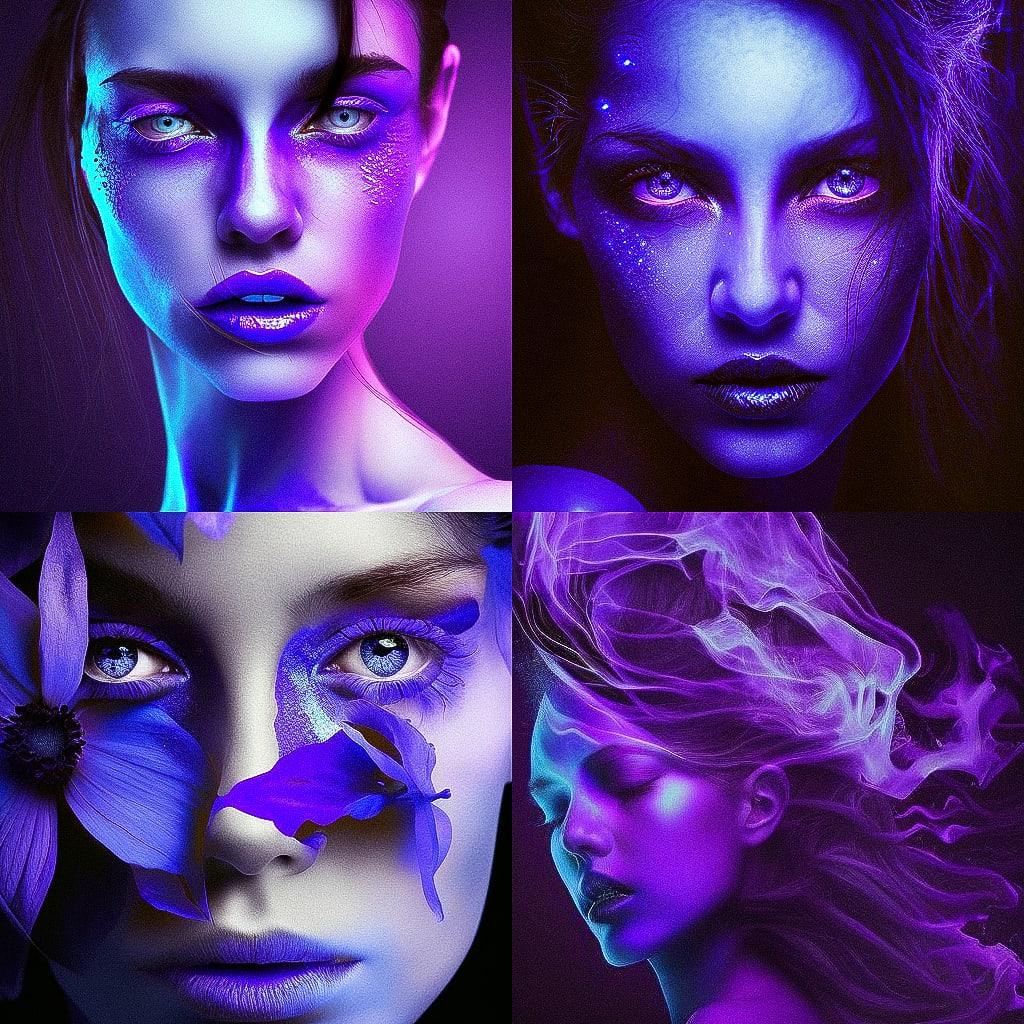 Ultraviolet photography style, Midjourney V4, render 1 of 4