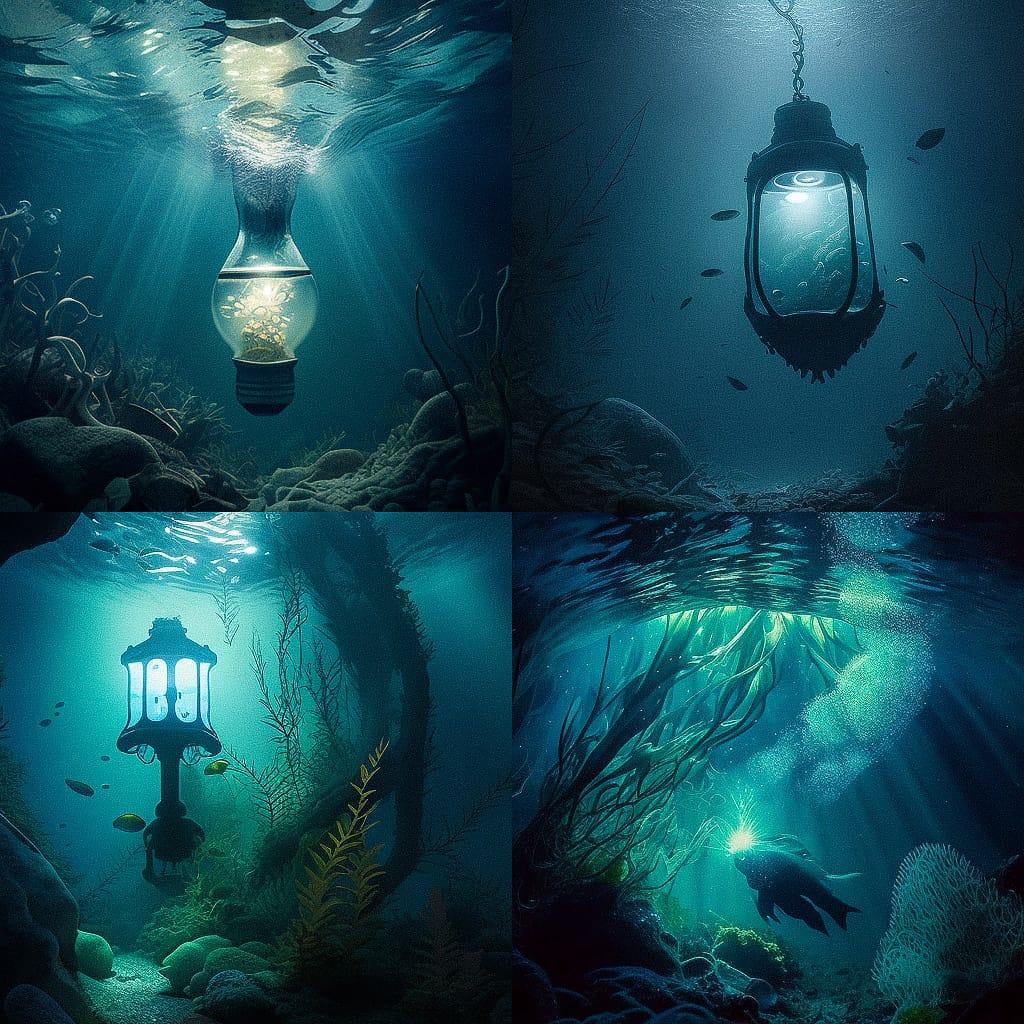 Underwater lighting style, Midjourney V4, render 1 of 4