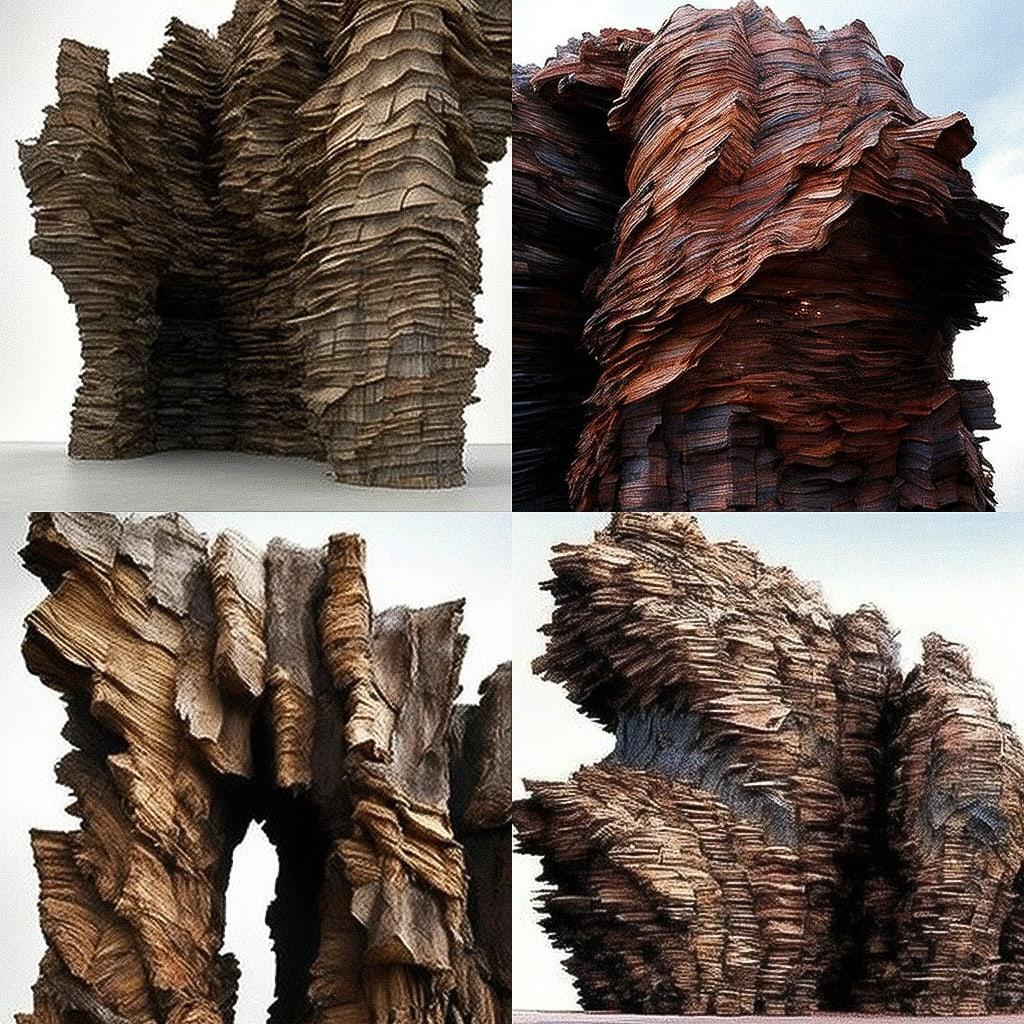 Ursula von Rydingsvard style, Midjourney V4, render 1 of 4