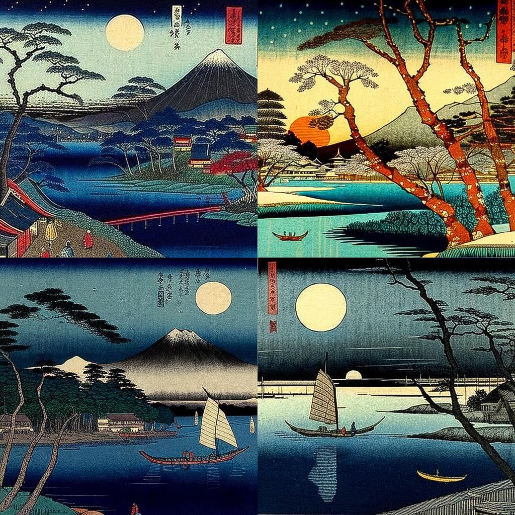 Utagawa Hiroshige style, Midjourney V4, render 1 of 4